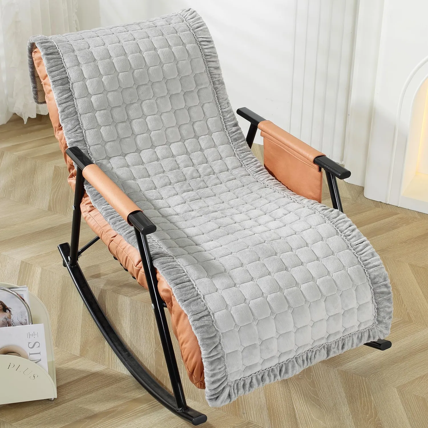 HonunGron Flanell Schaukelstuhlauflage Hellgrau 45x135cm