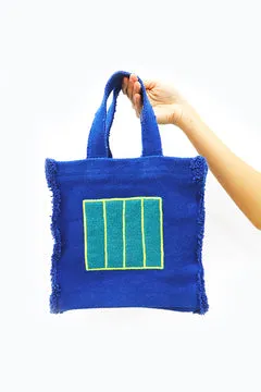 Lorena Canals Blue Cell Stofftasche Blau Baumwolle limitiert