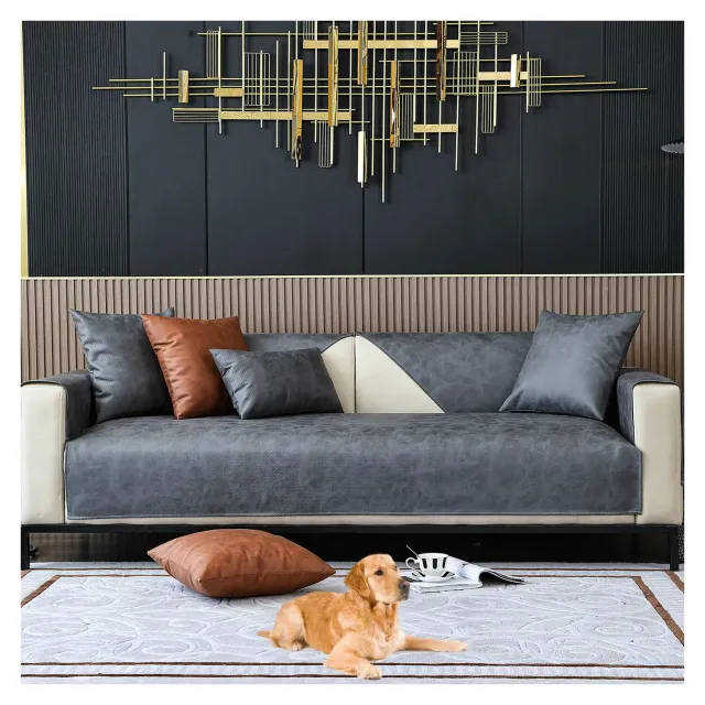 HonunGron Sofaschoner Kunstleder 70x70 Dunkelgrau wasserdicht
