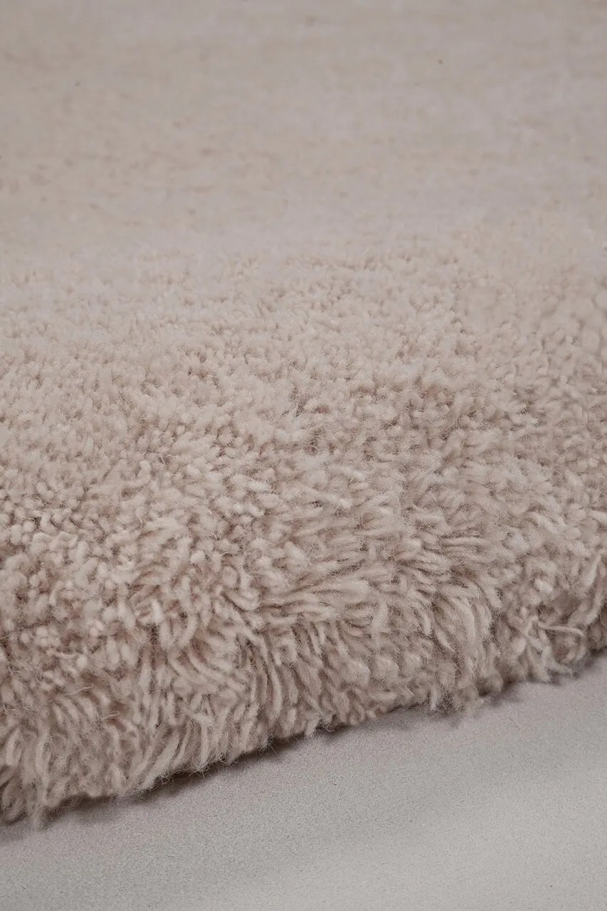Amini Ciclopi Oasi Teppich 88x80 Rosa Bio-Wolle rund