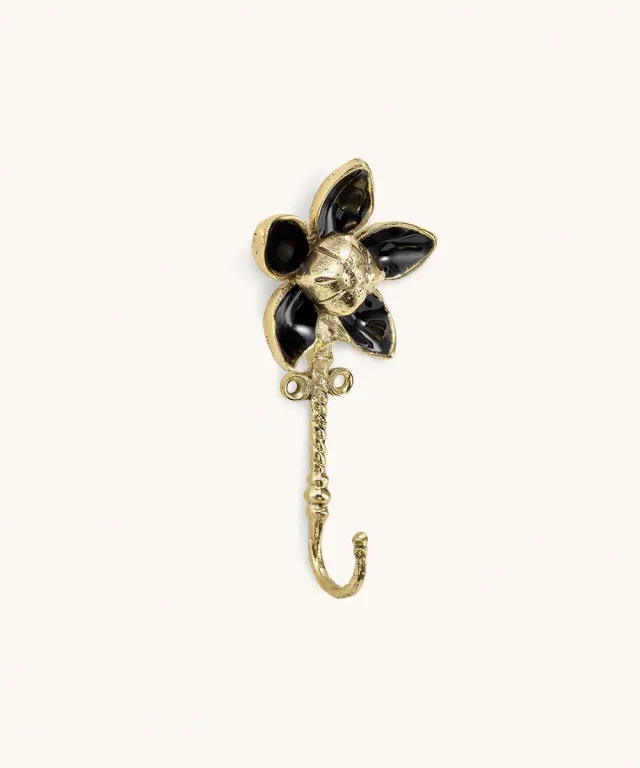 Doing Goods Liv Fleur Noir Wandhaken Messing Schwarz
