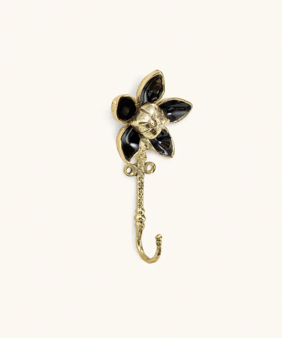 Doing Goods Liv Fleur Noir Wandhaken Messing Schwarz