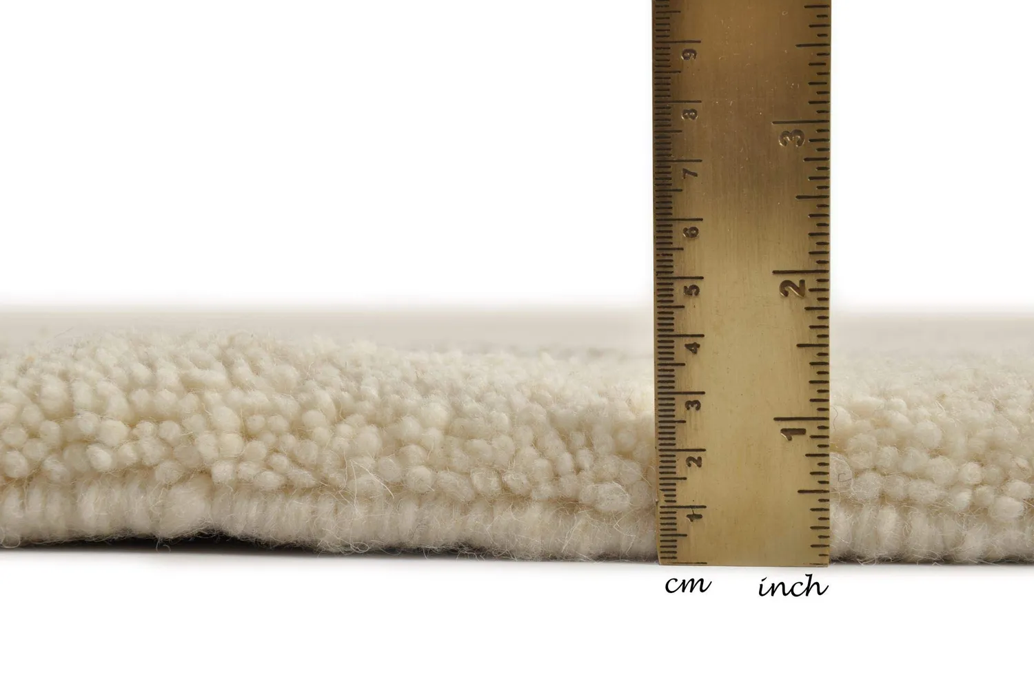 THEKO Berber Teppich 70x140cm Weiß Schurwolle hochflor