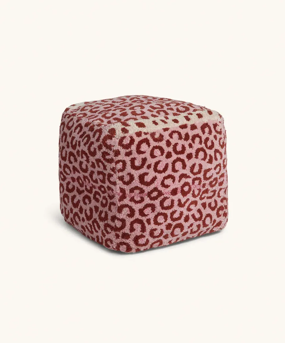 Doing Goods Leopard Rose Pouf 50 cm rosa Wolle
