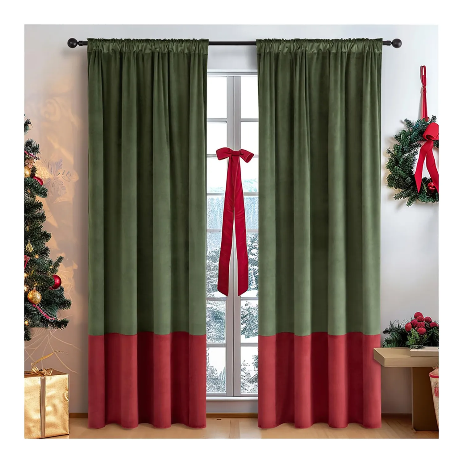 HonunGron Vorhang B100xL160cm Rot Samt 2er-Set