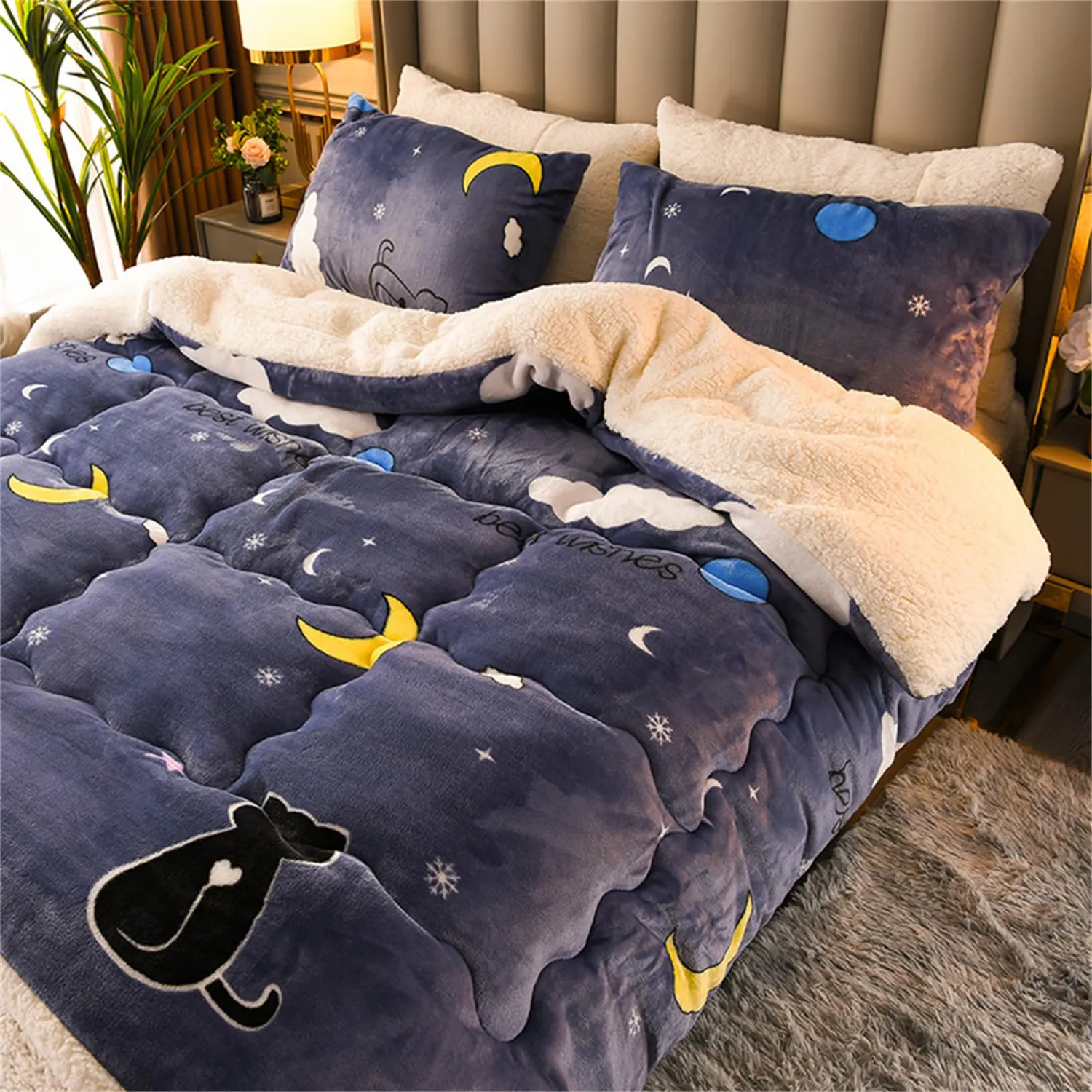 HonunGron Winter Bettdecke 150x200cm 2,5kg Blau extra warm