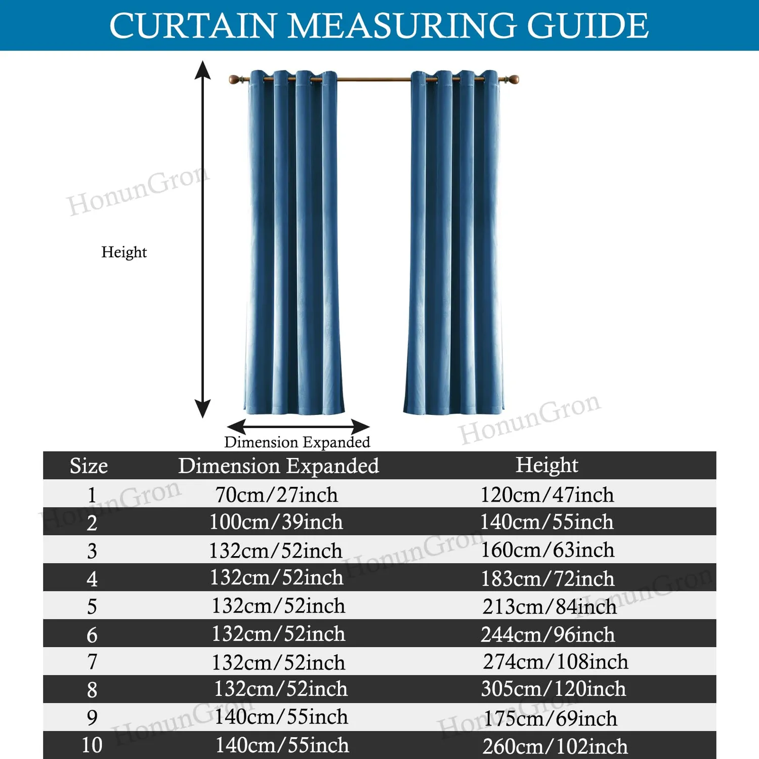 HonunGron Samtvorhang Ösen Blau 175x140 cm 2er-Set