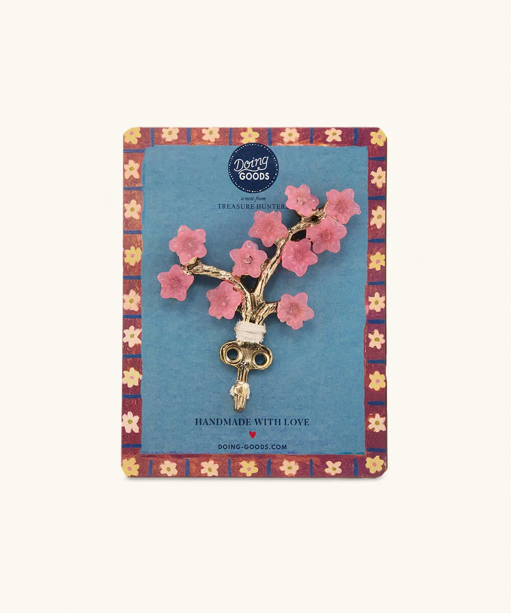 Doing Goods Elodie Fleur Wandhaken Messing rosa 11,5 cm