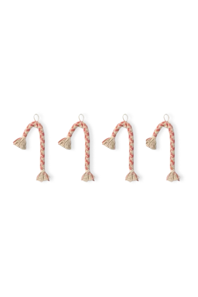 Lorena Canals Candy Cane Christbaumanhänger 4er-Set Filz rot