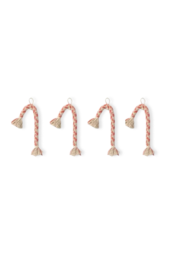 Lorena Canals Candy Cane Christbaumanhänger 4er-Set Filz rot