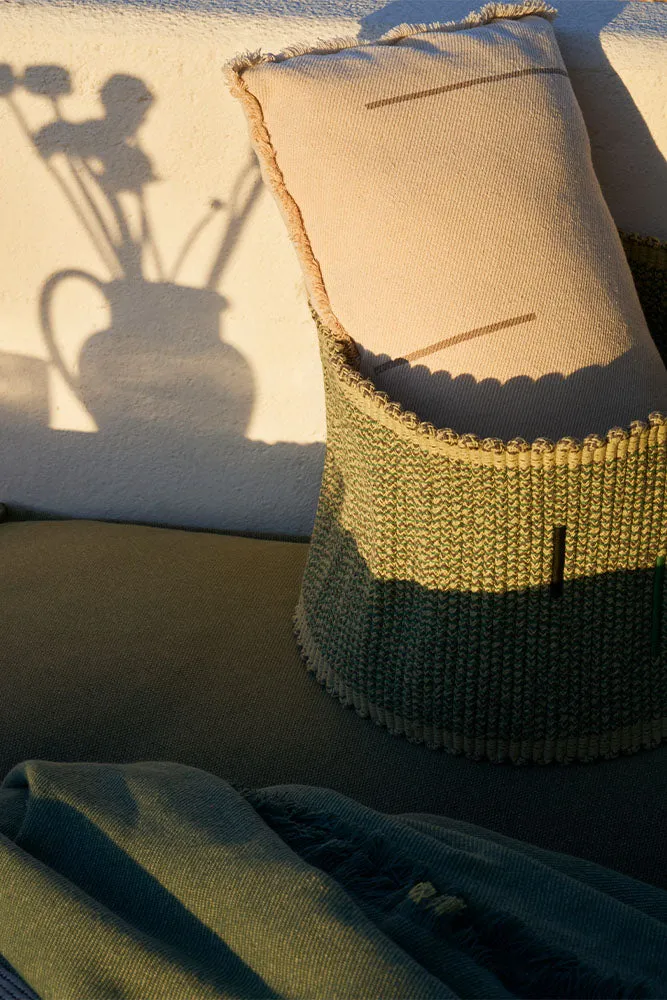 Lorena Canals Handloom Basket Vertical Monstera Korb Ø35x25 cm grün