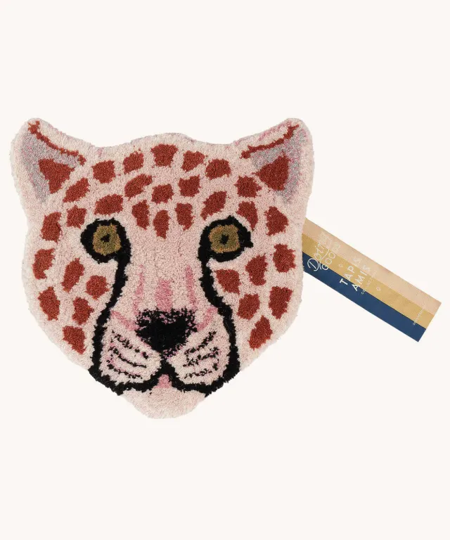 Doing Goods Pinky Leopard Kopf Teppich Wolle rosa