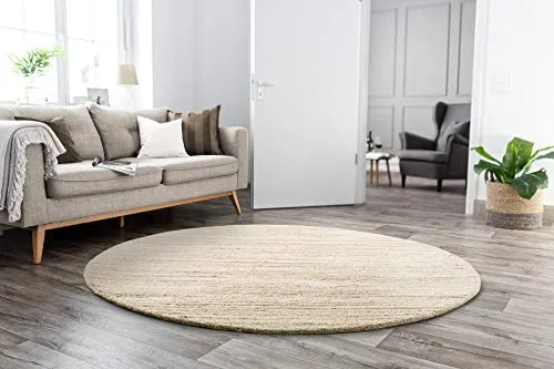 THEKO Royal Berber Teppich rund 150 cm Melange Schurwolle