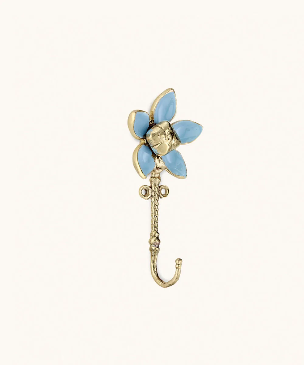 Doing Goods Liv Fleur Wandhaken Hellblau Messing
