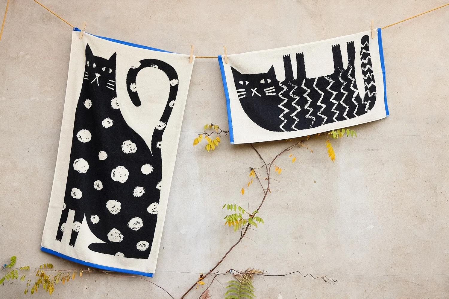 Donna Wilson Lazy Cat Handtuch-Set 4-teilig Baumwolle