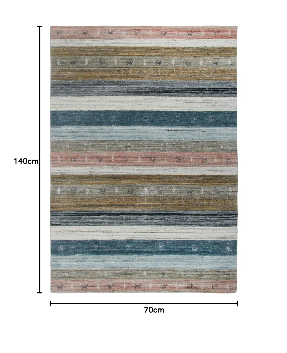 THEKO Nebraska Wollteppich 70x140 cm Bunt Schurwolle