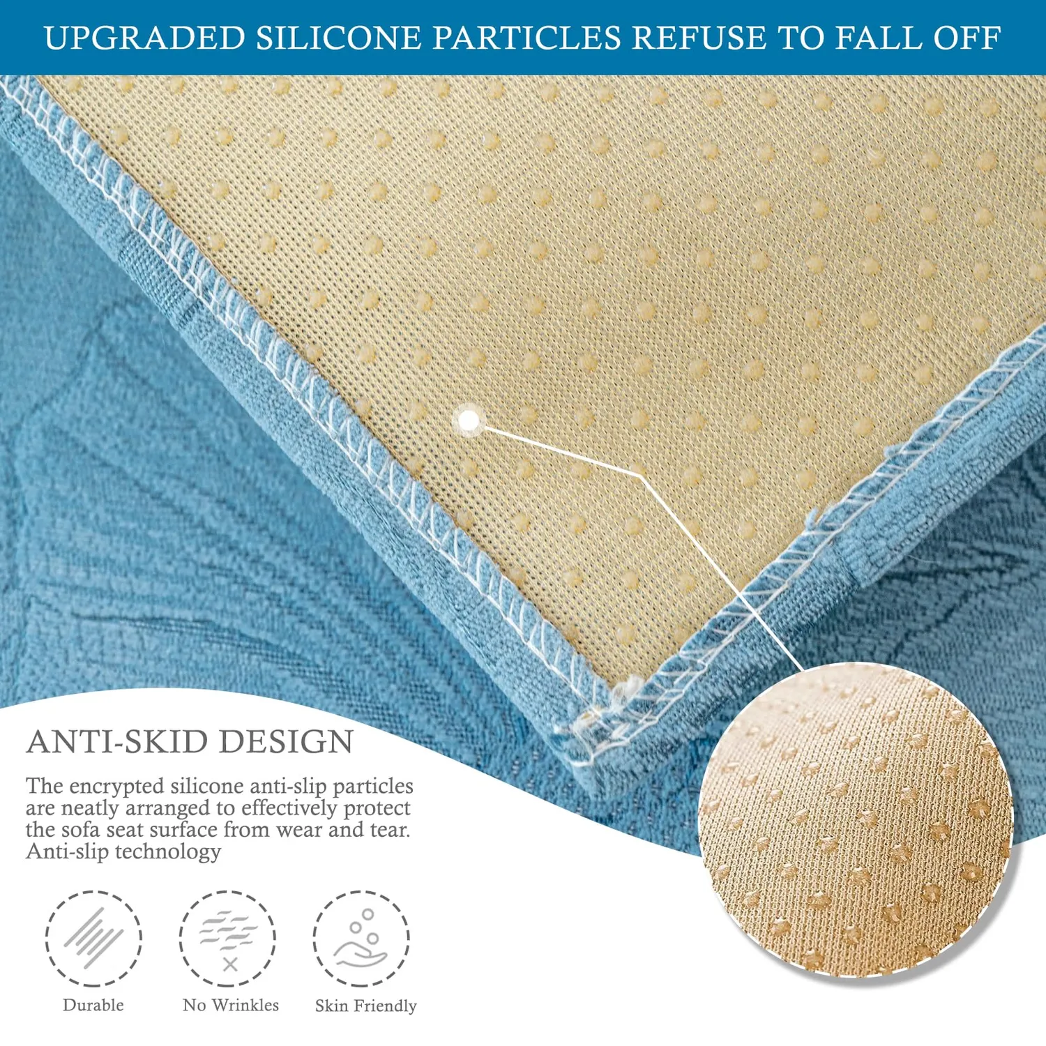 HonunGron Sofabezug 70x70cm Blau Chenille Rutschfest