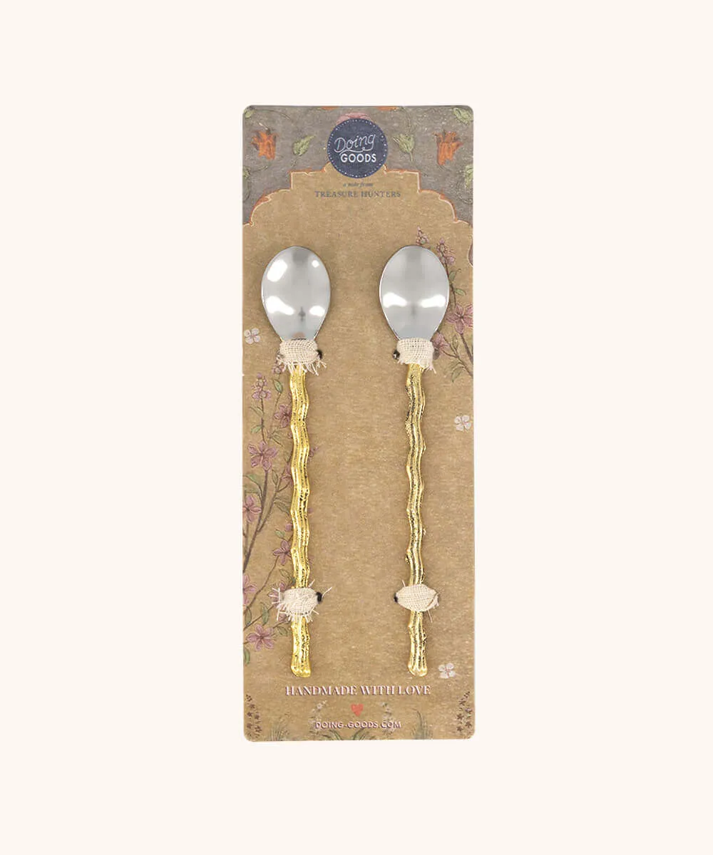 Doing Goods Wavy Teelöffel Set Messing 2-teilig