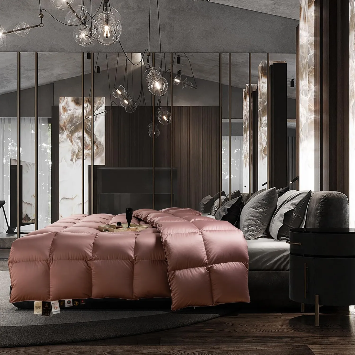 HonunGron Ungarische Daunendecke Rosa 220x240cm 1500g