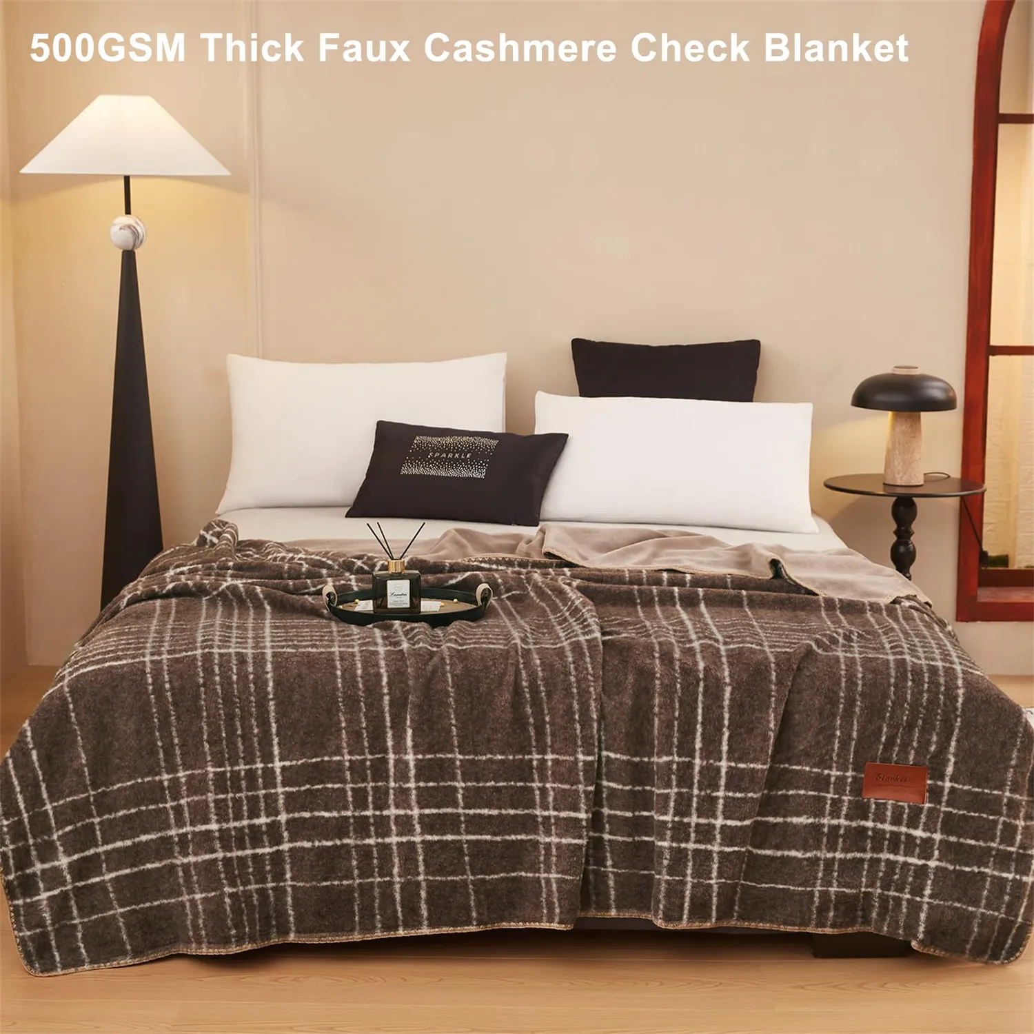 HonunGron Karo 500 Kuscheldecke Braun/Weiß 120x150cm doppelseitig