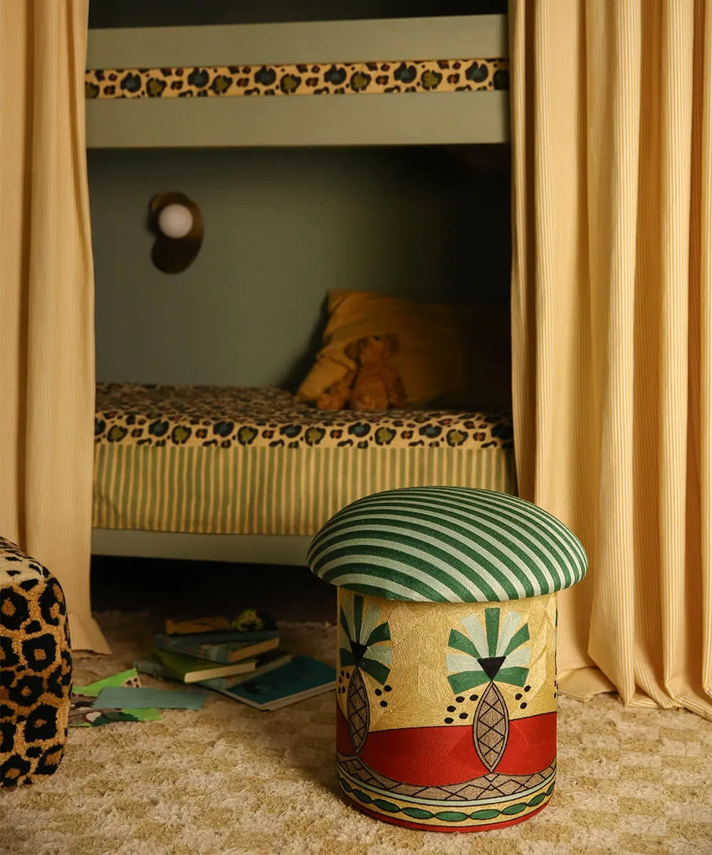 Doing Goods Paloma Palmier Hocker bestickt Palme Baumwolle