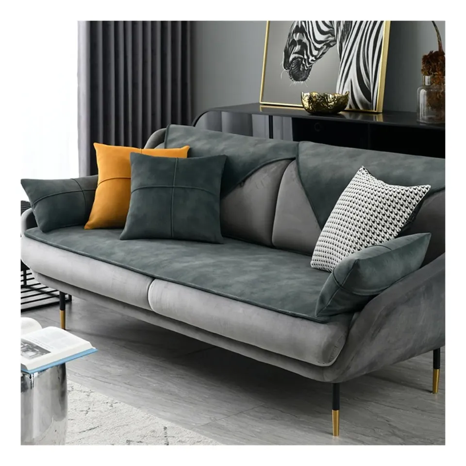 HonunGron Samt Sofabezug Kiefern Grün 60x180cm Kurzplüsch