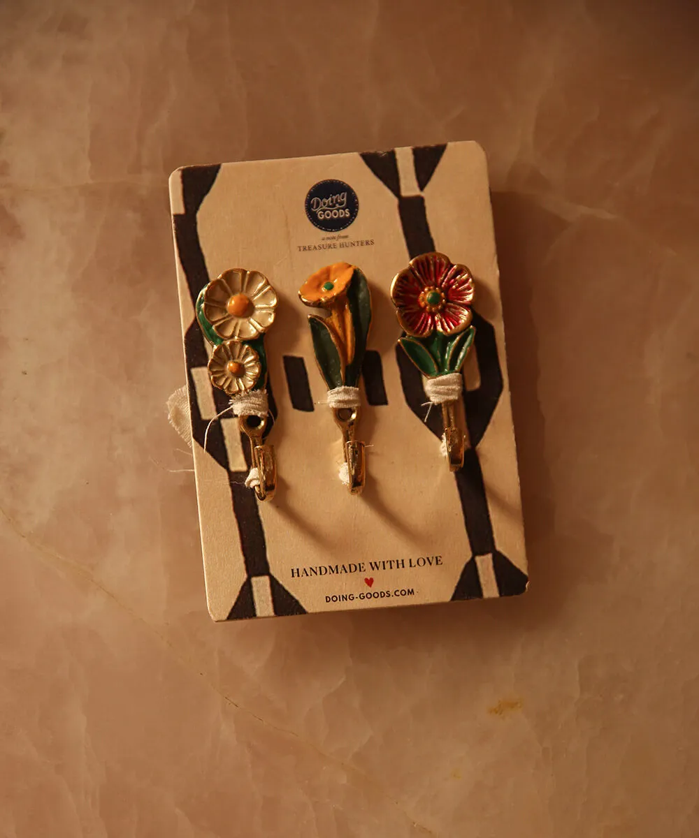 Doing Goods Posy Haken 3er-Set floral Messing bunt