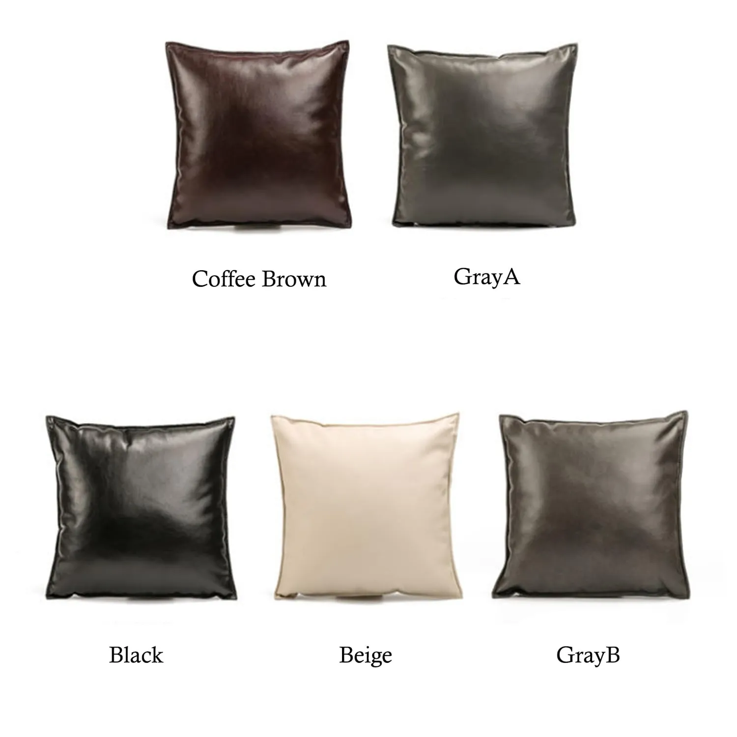 HonunGron Sofakissen 45x45 Beige Kunstleder 2 Stück