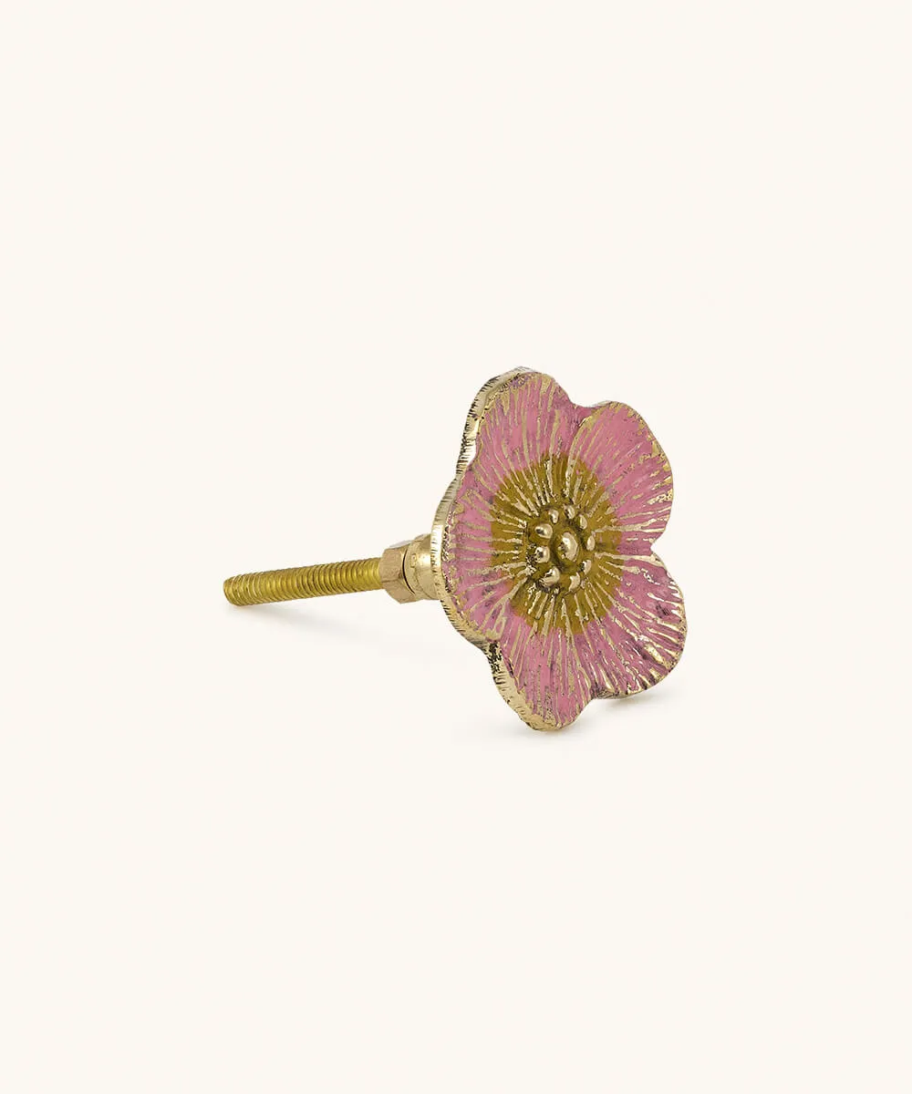 Doing Goods Faye Möbelknopf Blume Rosa Messing