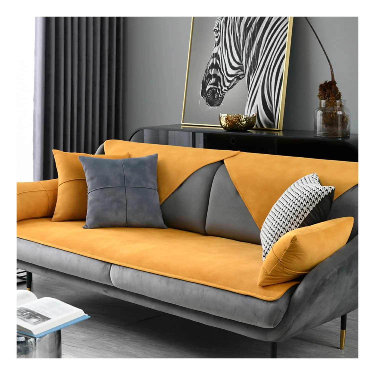 HonunGron Samt Sofabezug Kiefern Grün 60x180cm Kurzplüsch