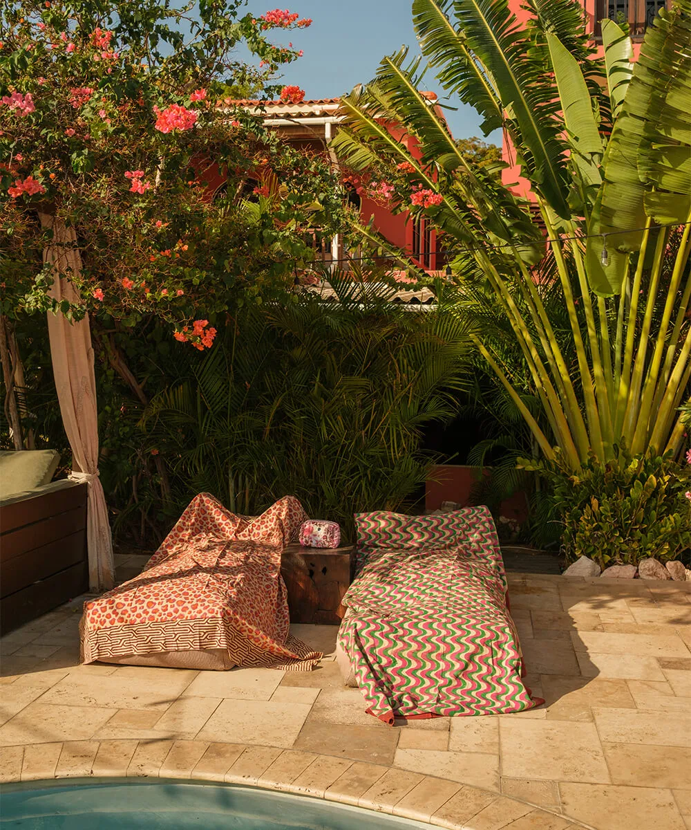 Doing Goods Pink Leopard Single Plaid Decke Rosa mit Beutel