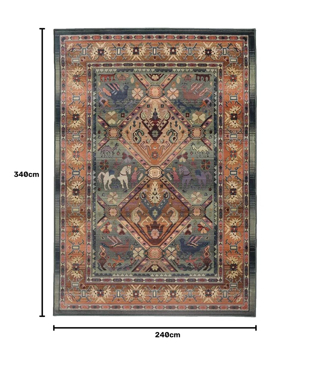 THEKO Gabiro Orientteppich 90x160cm Grün Vintage-Effekt