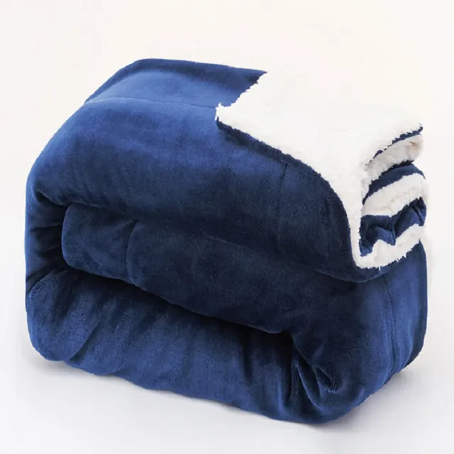 HonunGron Sherpa Fleecedecke 150x200 Marineblau