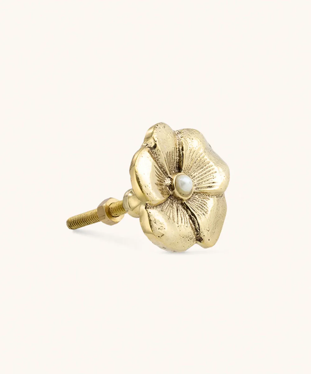 Doing Goods Zoey Fleur Möbelknopf Blume Messing gold