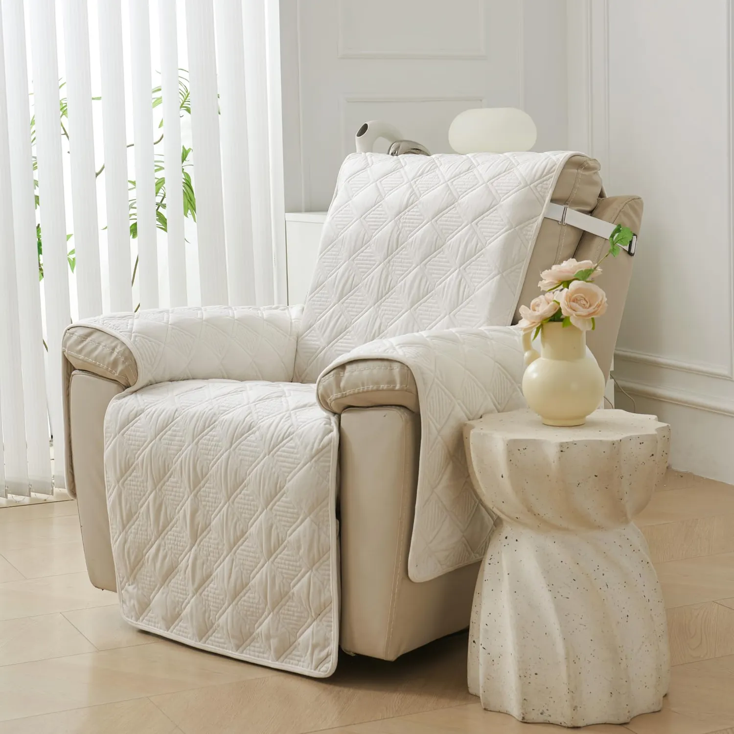 HonunGron Sesselschoner Beige 1 Sitzer 61x185 gesteppt