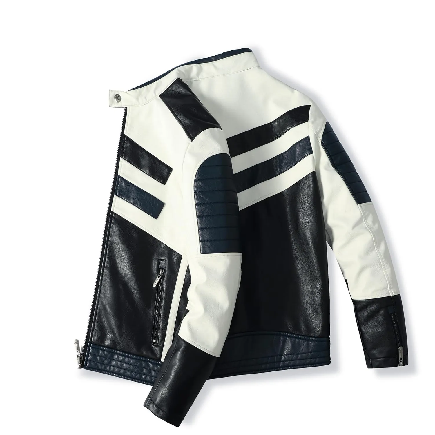 HonunGron Motorradjacke Herren Biker Leder-Optik wasserdicht