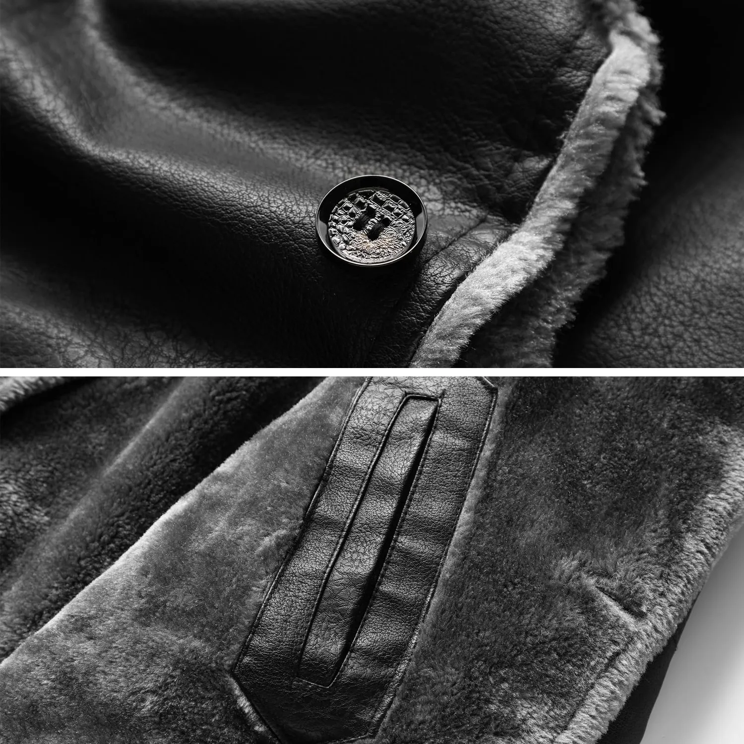 HonunGron Herren Lederjacke Bomber Braun gefüttert
