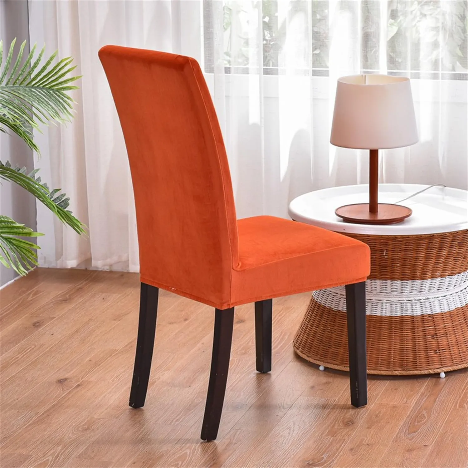 HonunGron Stuhlhussen Stretch Samt Orange 4 Stück XL