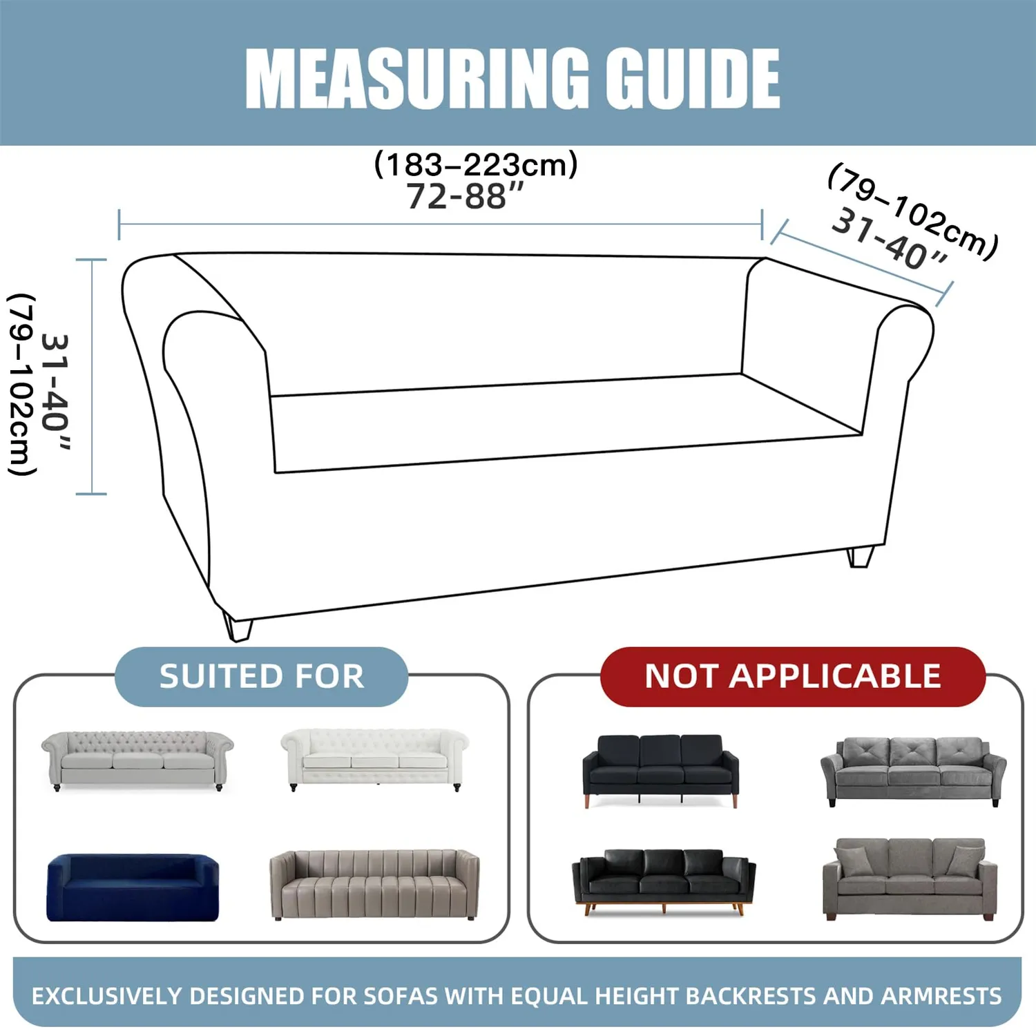 HonunGron Chesterfield Super Stretch Sofabezug Weiß 3-Sitzer