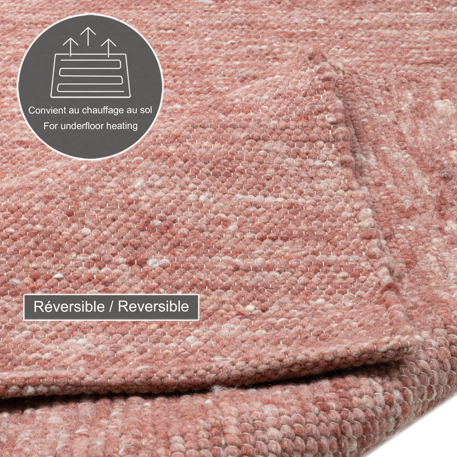 THEKO Alpen Wollteppich rot – 100% Schurwolle handgewebt