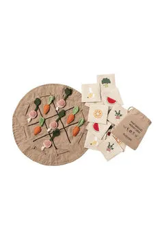Lorena Canals Tic-Tac-Toe Spielteppich Baumwolle mit Gemüsefiguren