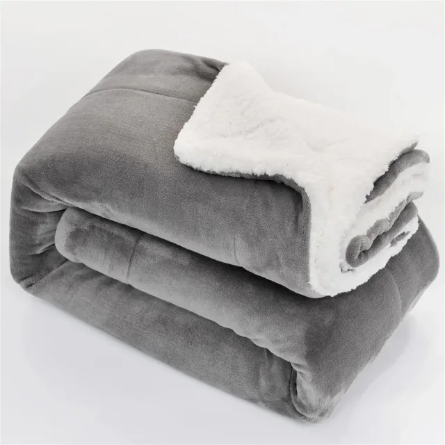 HonunGron Sherpa Fleecedecke 150x200 cm Grau