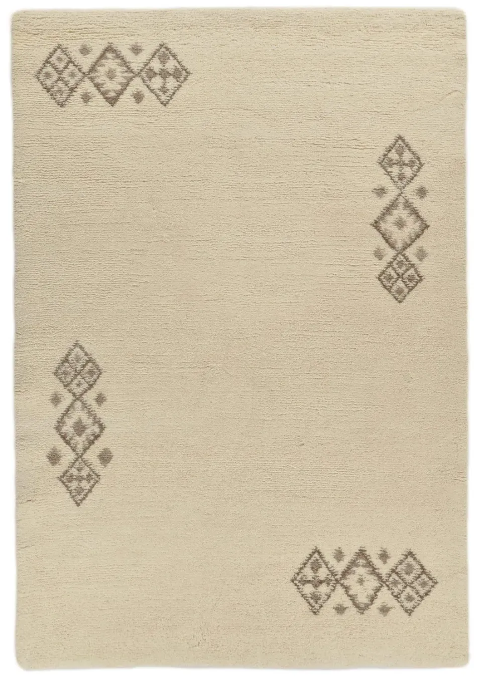 THEKO Berber Teppich 70x140cm Weiß Schurwolle hochflor