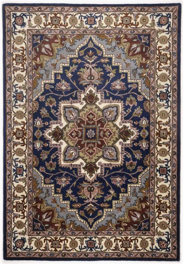 THEKO Royal Heriz Teppich Blau 60x90 Schurwolle