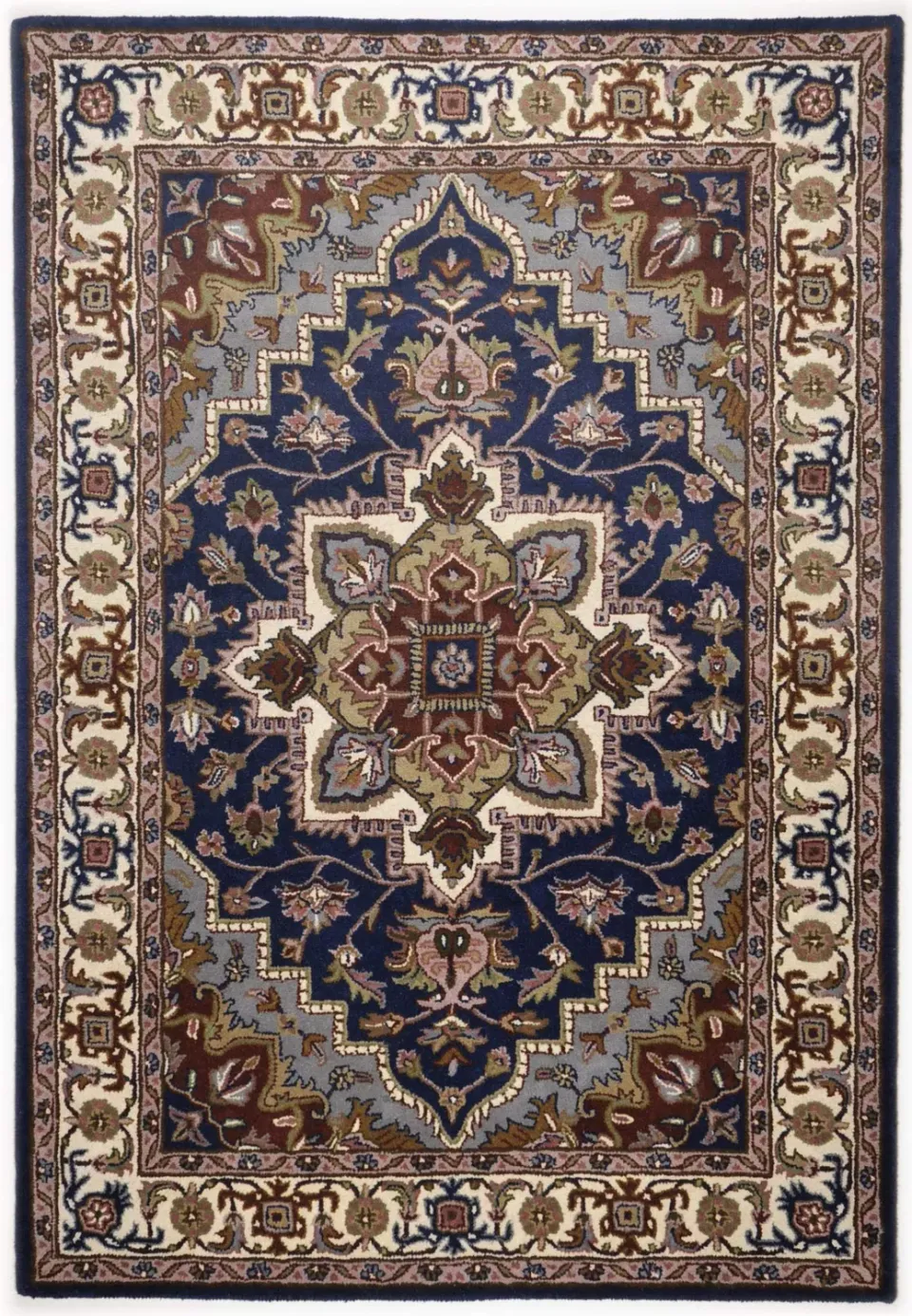 THEKO Royal Heriz Teppich Blau 60x90 Schurwolle