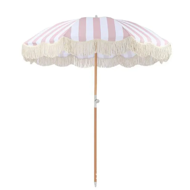 HonunGron Sonnenschirm Fransen Rosa Streifen 200cm UV50+