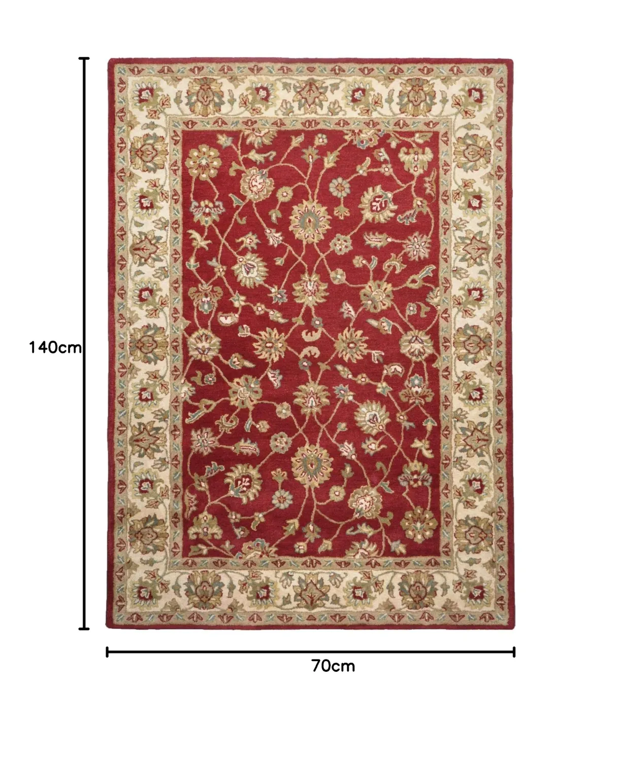 THEKO Royal Ziegler Teppich Rot Cream 70x140 Wolle