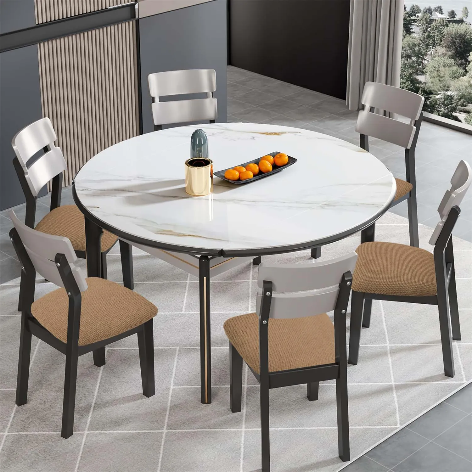 HonunGron Jacquard Stuhlbezug Kamel 1er Set wasserdicht