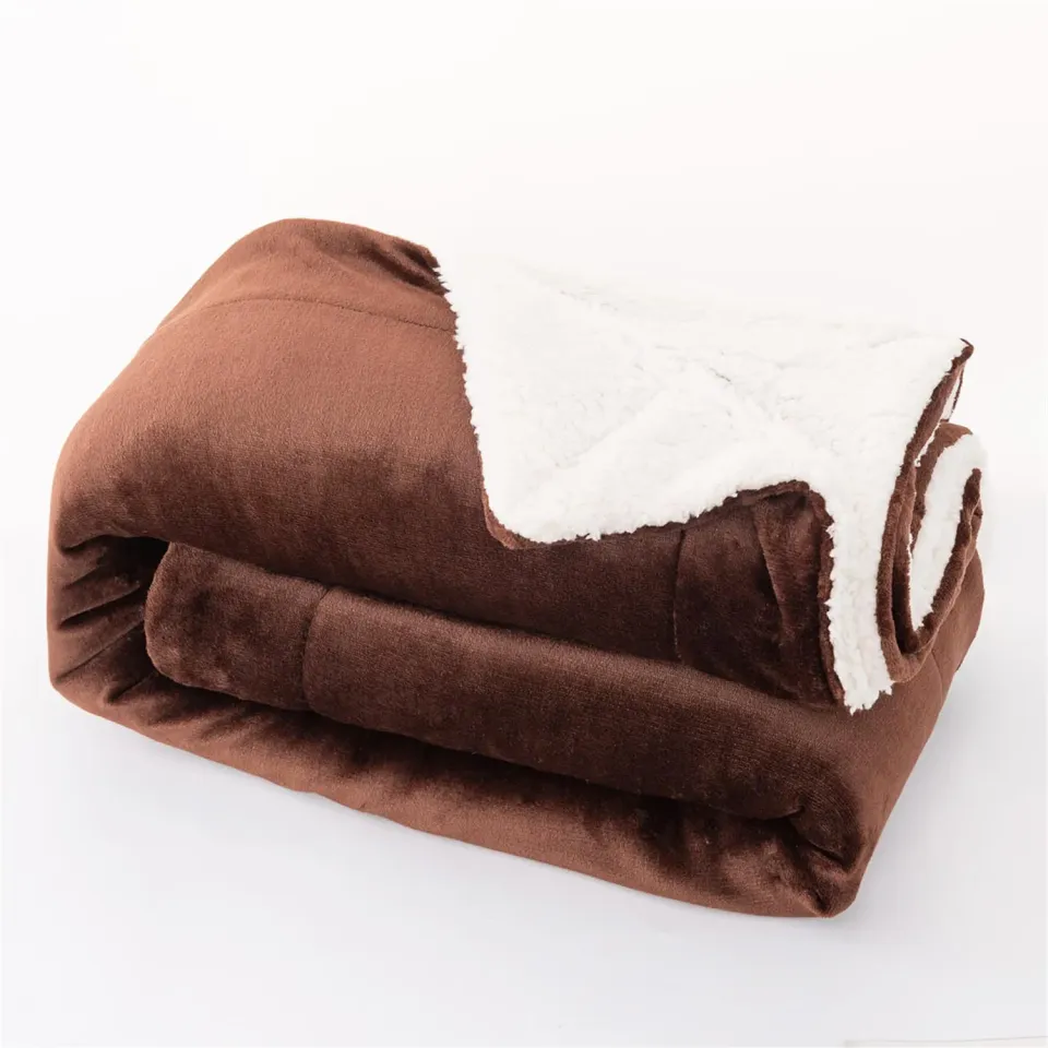 HonunGron Sherpa Fleecedecke 150x200 cm Kaffee