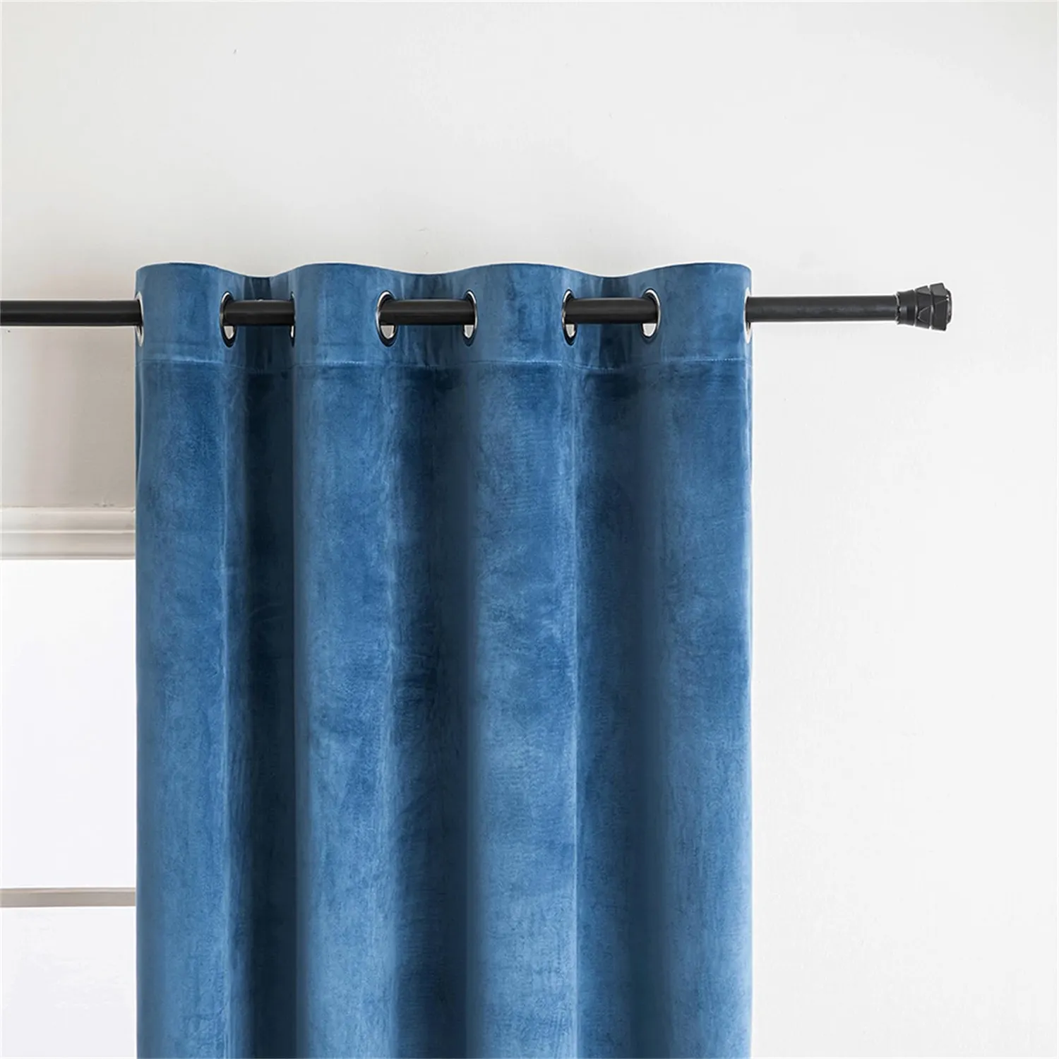 HonunGron Samtvorhang Ösen Blau 175x140 cm 2er-Set